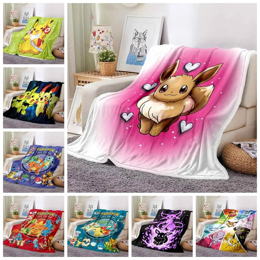 

3D Pikachu Blanket Ultra Lightweight Soft Plush Flannel Throws Anime Blanket for Sofa Bed Couch best Office Gifts