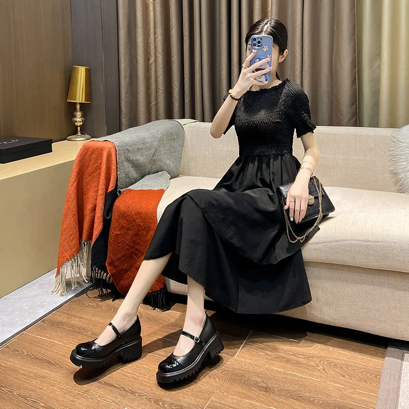 

Mary Jane Shoes Thick Heeled for Women's French Vintage Platform Heels WOMEN Casual Pumps Bridal Shoes Zapatos Mujer