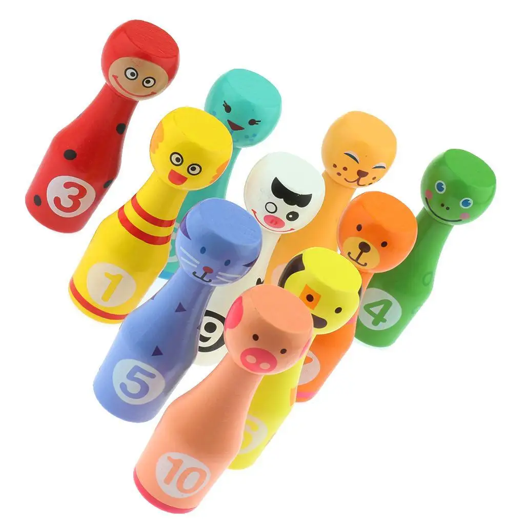 

Wooden Bowling Toy Develop Recognize Different and Cultivate the