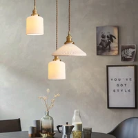 brass ceramic nordic minimalist ceiling pendant light retro bedroom bedside chandelier bar table restaurant wall lamp