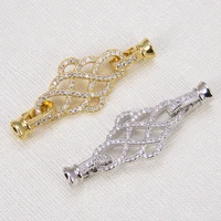45mm16mm mesh jewelry accessories connector clasp paved zircon plating metal diy earrings necklace bracelet for women girl lady