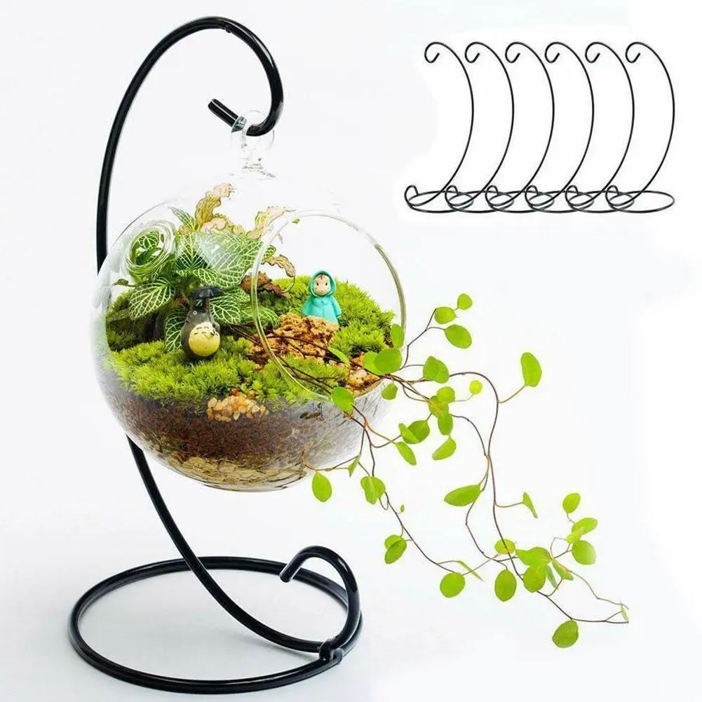 

Hanging Glass Flower Plant Vase Stand Holder Container Micro Ecological Landscape Flower Bottle Rack Hook Hanging Basket Bracket