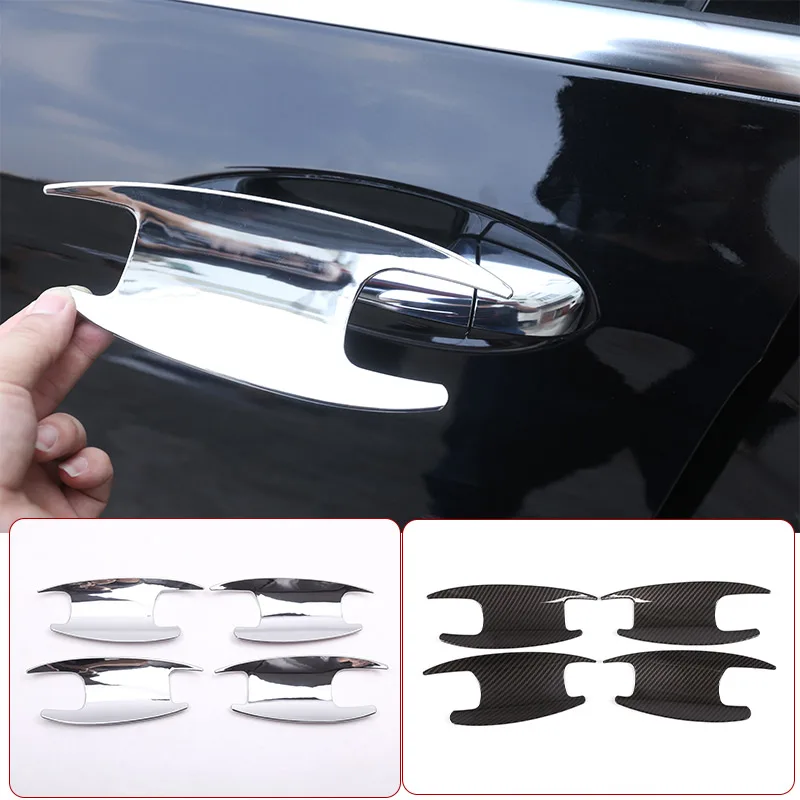 

4pcs Carbon Fiber Style For Mercedes Benz W213 E Class 16-19 W205 C-class GLC X253 ABS Door Bowl Cover Trim Car Accessories