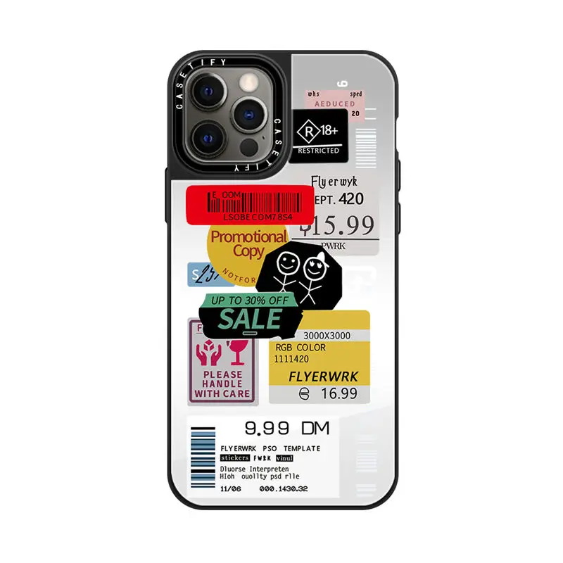 

CASETIFY Vintage Labels Mirror Case For Iphone 11 12 13 14 Pro Max 11 12 13 14 Pro XsMax XR 6P SE 7P 8P 14 Plus Back Cover D0508