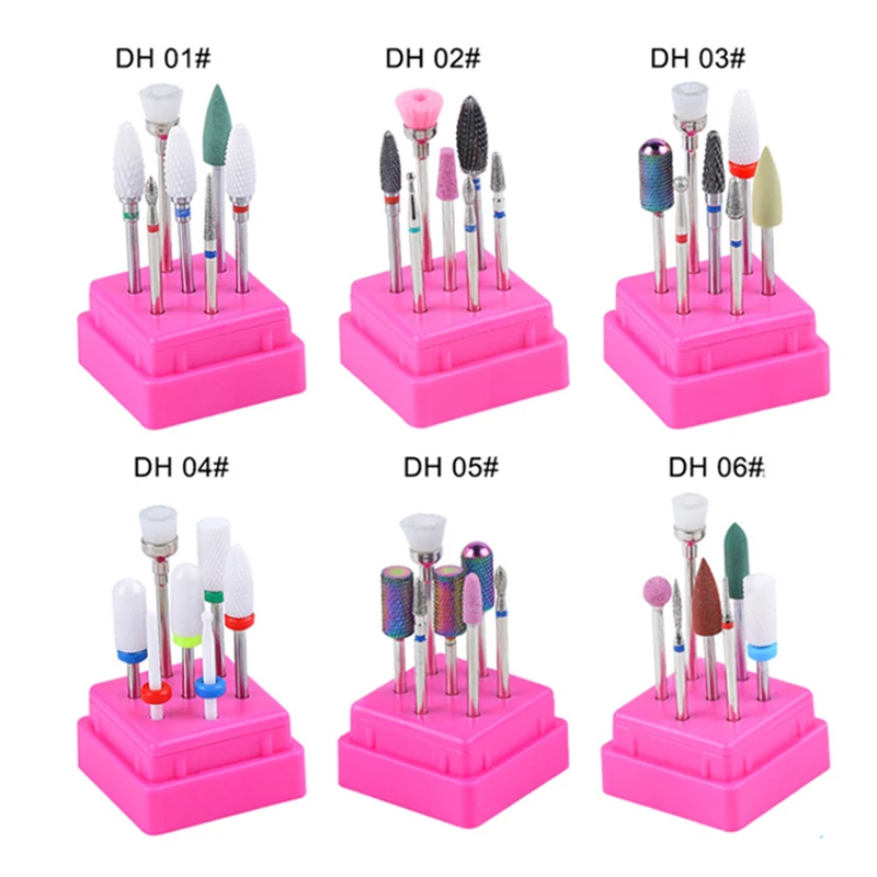 

Combined Milling Cutters Set For Manicure , Ceramic Nail Drill Bits Kit Electric Removing Gel Polishing Tools nail drill bit