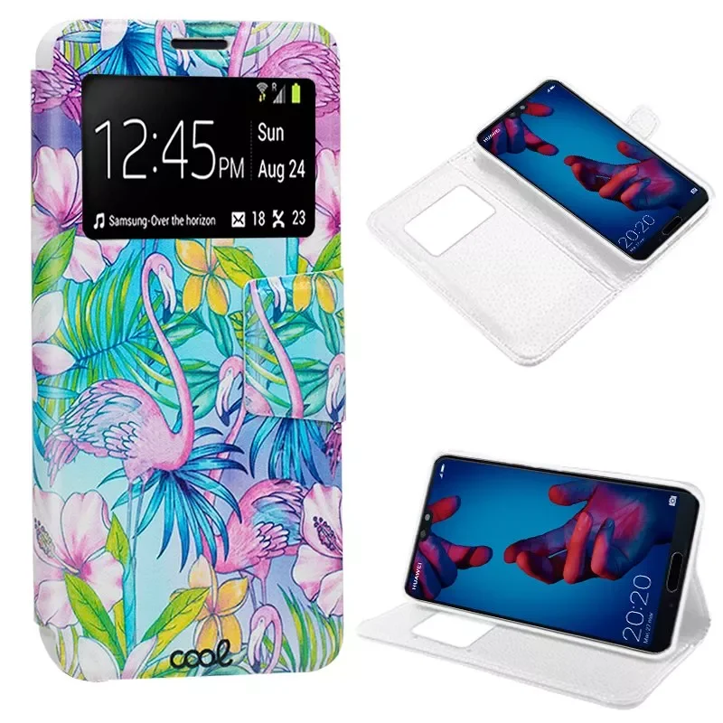 

Чехол-книжка, внутренний силиконовый, с рисунком Фламинго Huawei P20