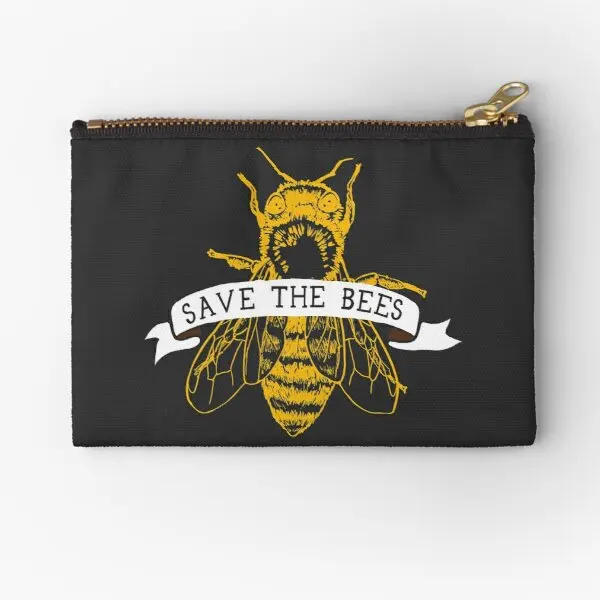 

Save The Bees Dark Zipper Pouches Men Panties Bag Packaging Key Small Pure Money Cosmetic Socks Coin Pocket Storage Women