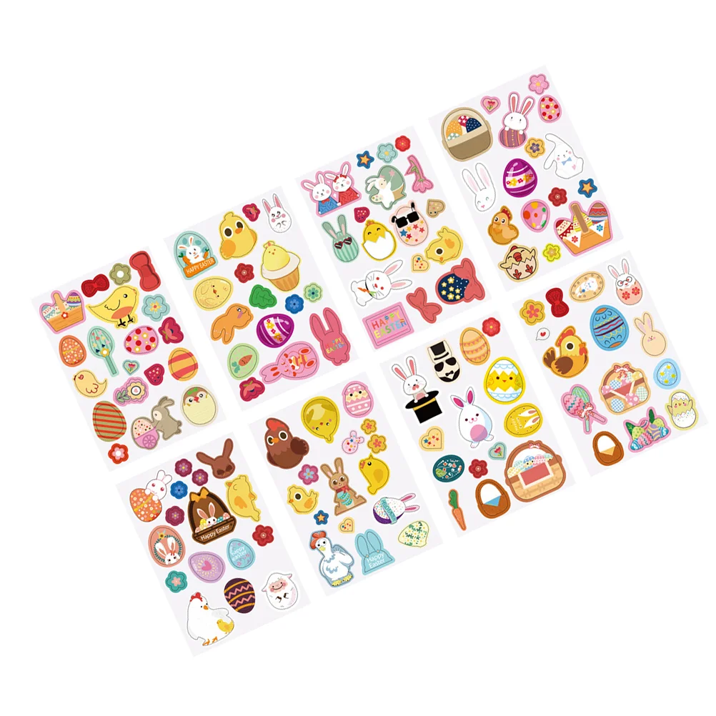 

16 Sheets Easter Stickers Adorkable Animal Printing Sticker Adhesive Labels Stickers for Mall Party Hotel