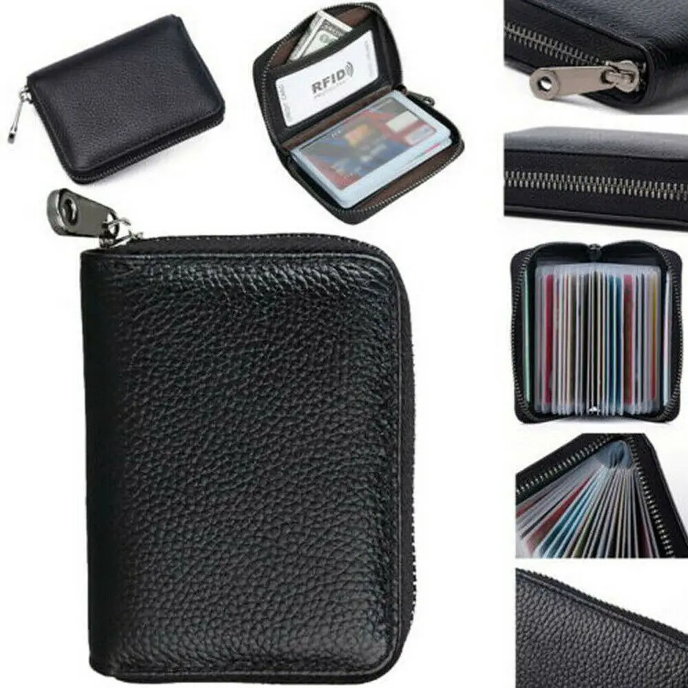 

2023 New Mini Leather 20 Card Wallet Mini Leather Wallet Business Case Purse Holder RFID Blocking Carteira Masculina Porte Carte