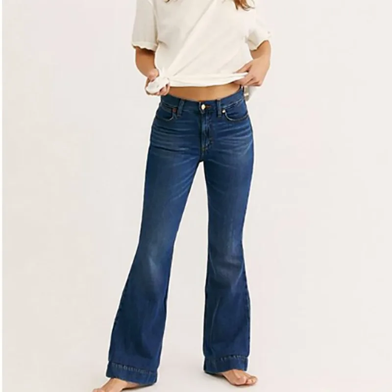 

Women's Flared Bue Jeans Fashion 2021 Ladies Stretch Slim Long Denim Trousers Casual Trousers Vintage Denim Pants