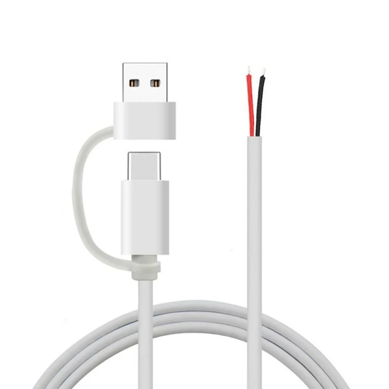 USB C к 2-контактному оголенному проводу Кабель с открытым концом 5V/2A USB Type C Male 2Pin Pigtail Power Wire Замена DIY для