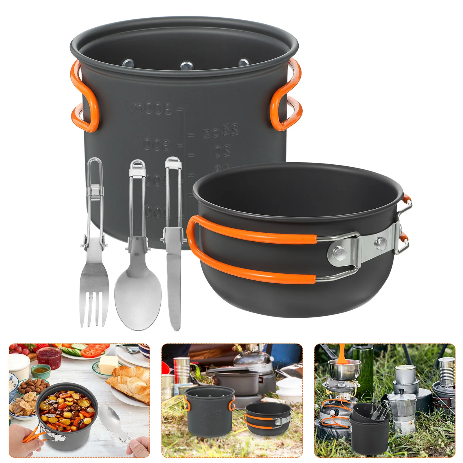 

Camping Cooking Stove Metal Cookware Kit Practical Outdoor Pots Portable Picnic Aluminum Alloy Individual