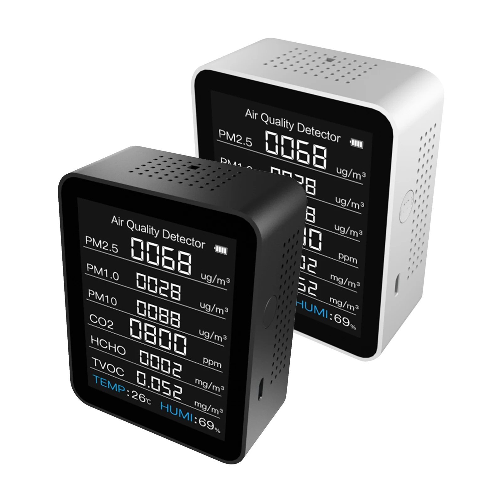 

8-IN-1 CO2 Sensor Air Quality Monitor CO2 Detector Temperature Humidity Monitor PM2.5 HCHO TVOC Home Air Quality Detector