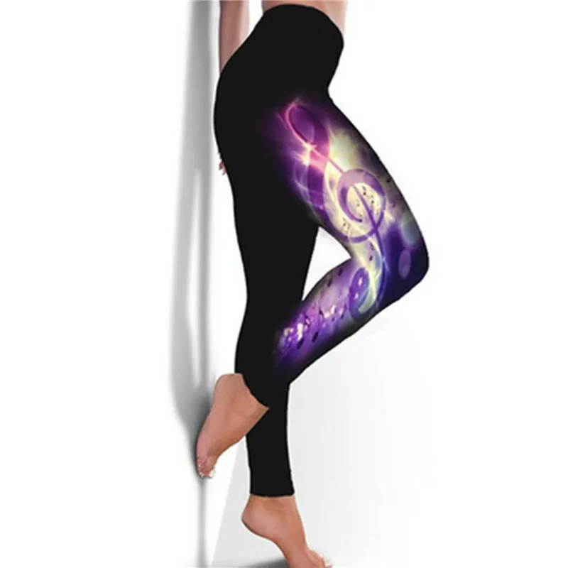 

Summer Yoga Legging Women Fashion High Waist Music Note Print Legging Slim Fit Stretch Skinny Comfortable Fitness Leggings