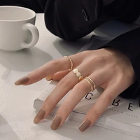 2022 new fashion temperament stainless steel ring women luxury jewelry three piece gold and silver ring women party holiday gift