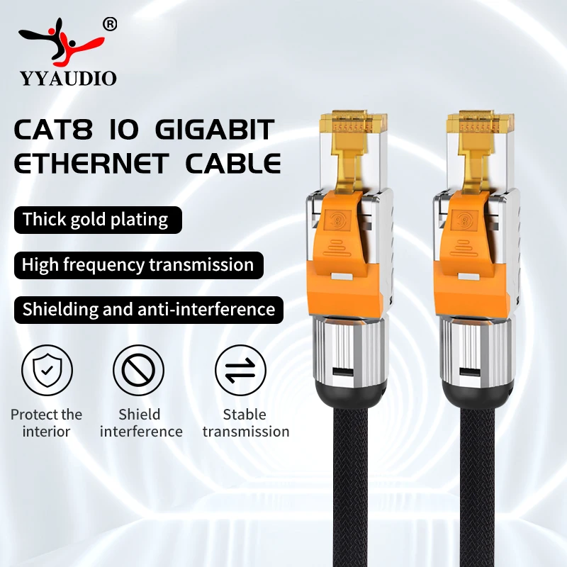 

YYAUDIO Rj45 Cat8 Ethernet Patch Cable 40Gbps High Speed SSTP UTP Network Cable Ethernet LAN Network For Laptops PS 4 Router