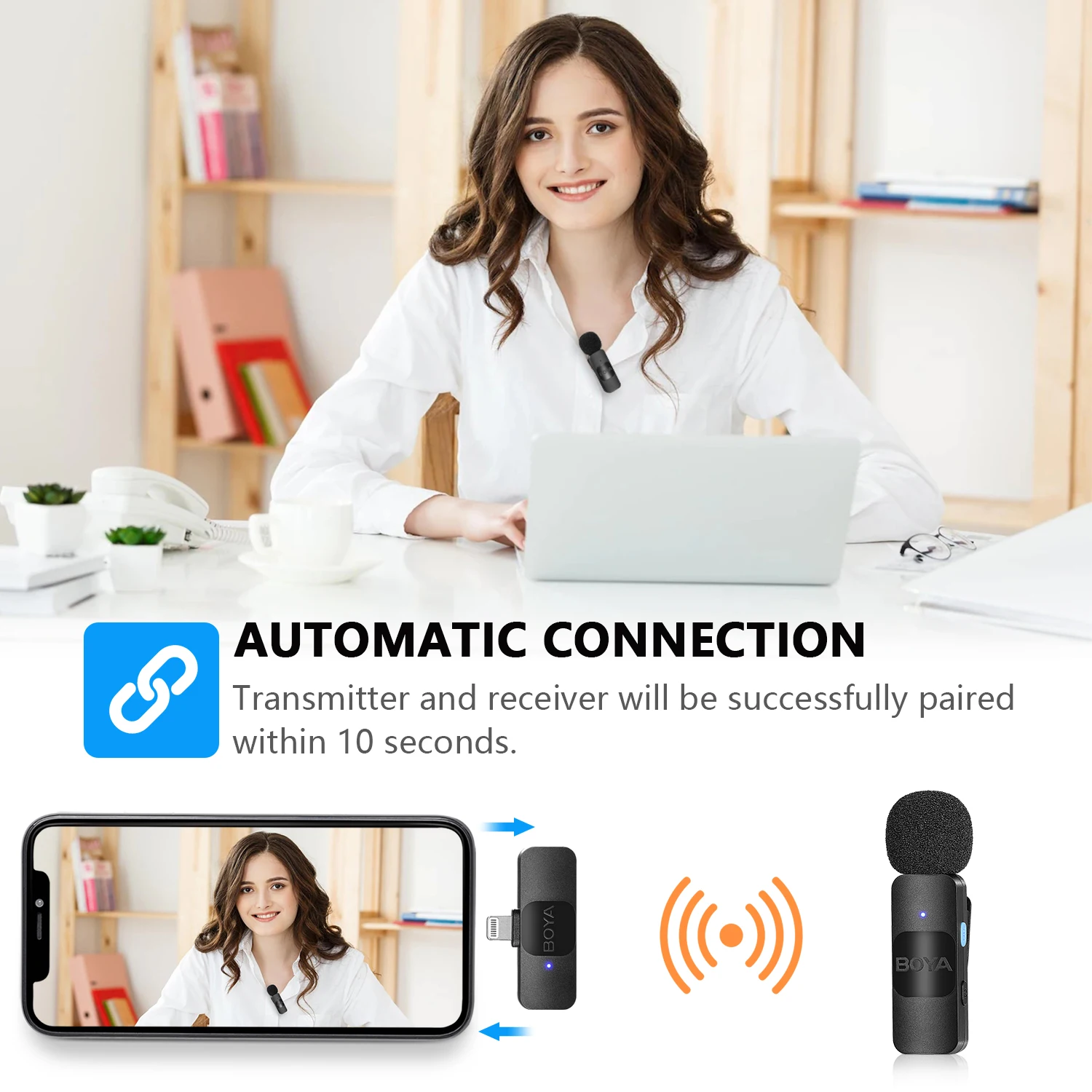 BOYA BY-V 2.4GHz Mini Youtube Wireless Microphone Condenser Lavalier Lapel Mic for iPhone Android Huawei Xiaomi DSLRs Cameras - купить по