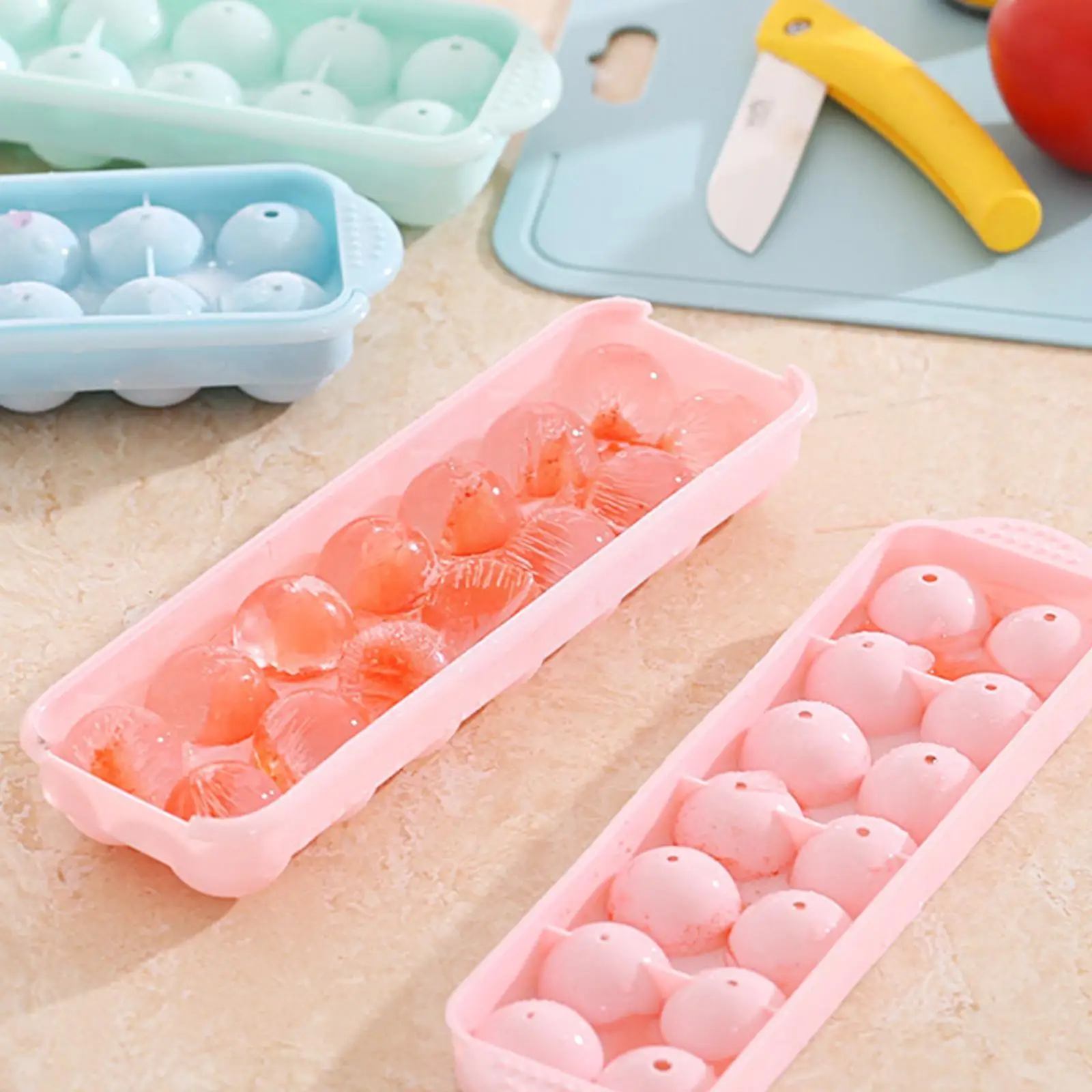 

Plastic Molds Ice Tray 14 Grid 3D Round Ice Molds Home DIY Party Kitchen Ball Cream Ice Moulds Cube Round Ice Use Bar Maker U7F8