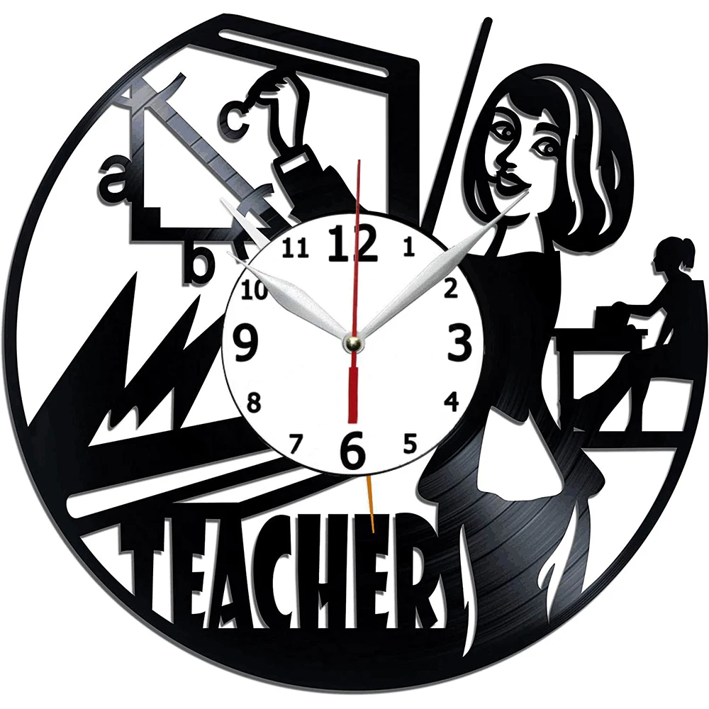 

Часы для учителя, настенные виниловые часы для учителя 12 дюймов, оригинальный подарок, лучшие домашние украшения