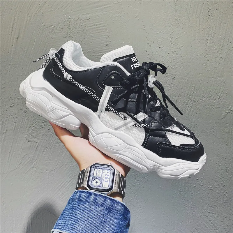 

Мужские кроссовки для бега, сетчатые, увеличенная высота, плоская подошва, трендовые спортивные кеды, для осени