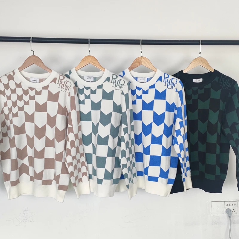 

Классический Вязаный Свитер оверсайз в клетку, с круглым вырезом