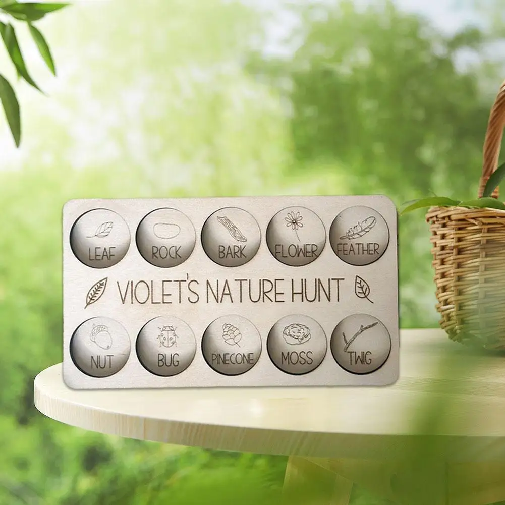 

Creative Wooden Nature Scavenger Hunt Game Gift Nature Leaf Accessories Tray Prop Gatherings Nut Treasure Party Game I9K4