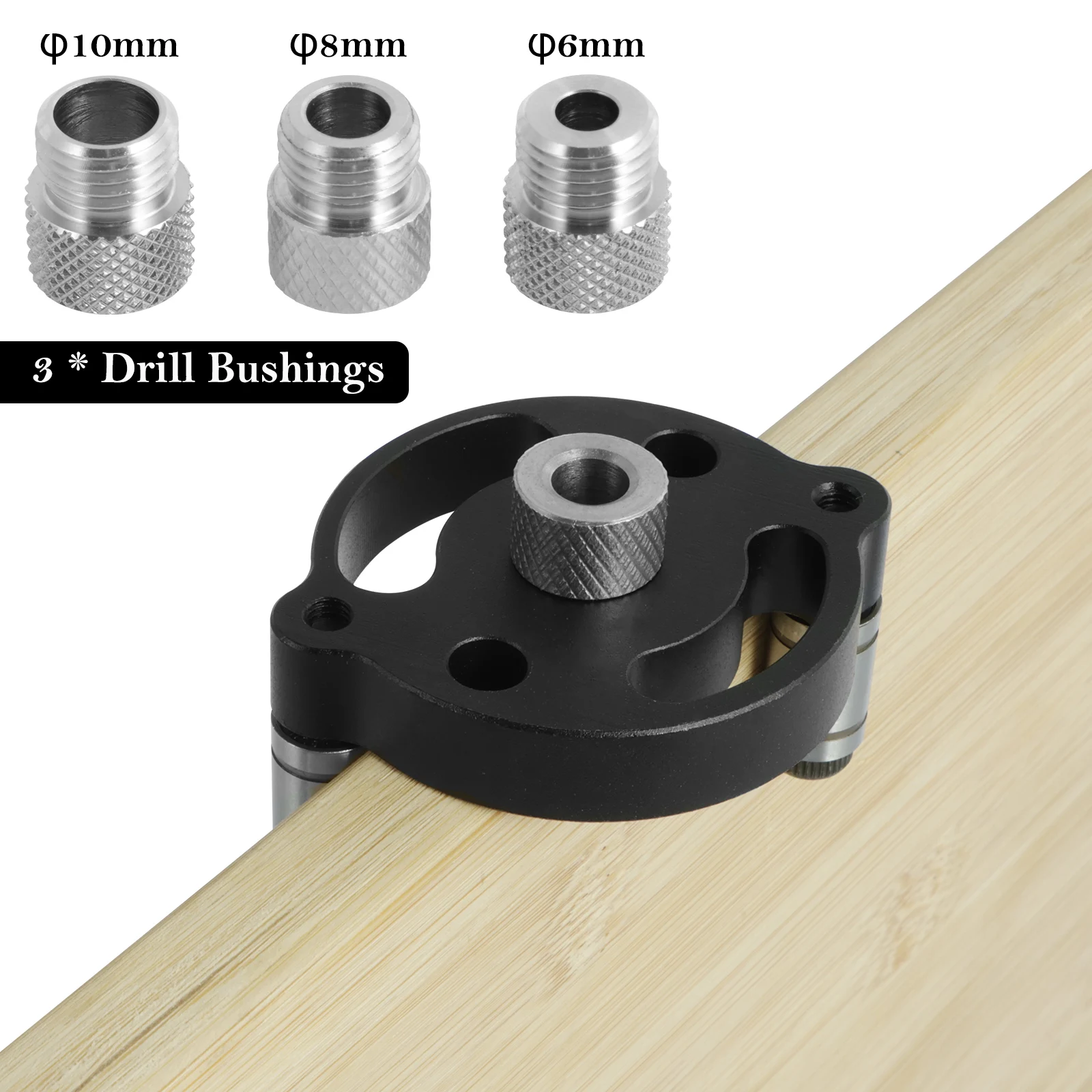 

Doweling Jig Kit Aluminum Alloy Dowel Drilling Guide 6/8/10mm Hole Punching Locator Self Centering Drill Guide Woodworking Tool