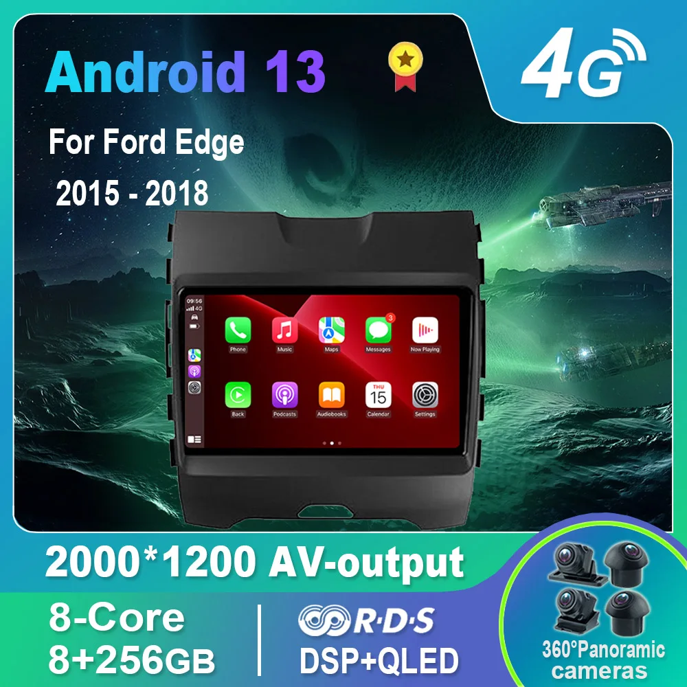 

Автомагнитола на Android 13,0/Мультимедийный видеоплеер для Ford Edge 2015-2018 GPS QLED Carplay DSP 4G WiFi Bluetooth