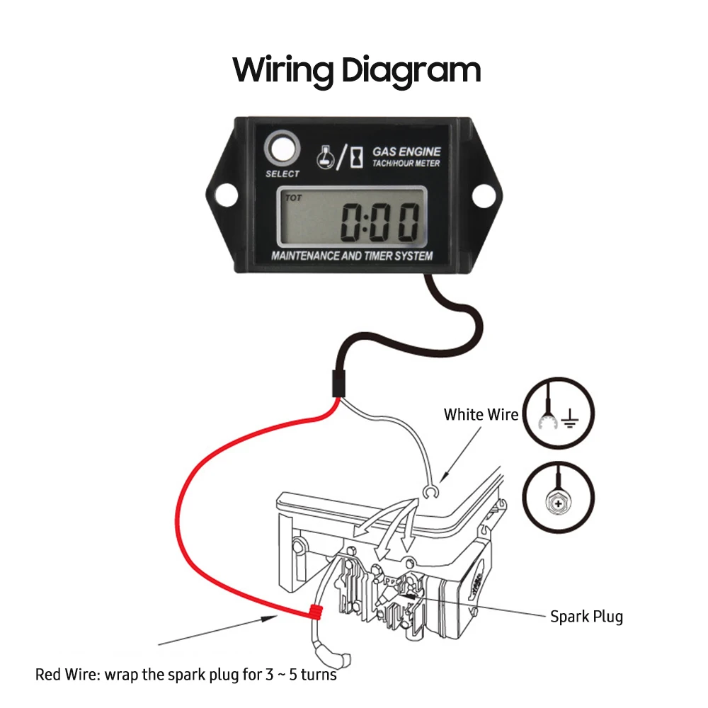 Тахометр с ЖК-дисплеем сбрасываемый тестер об/мин для двигателя мотоцикла 2/4