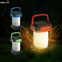 outdoor waterproof solar light usb rechargeable portable lantern folding multi function emergency flash light garden solar bulb