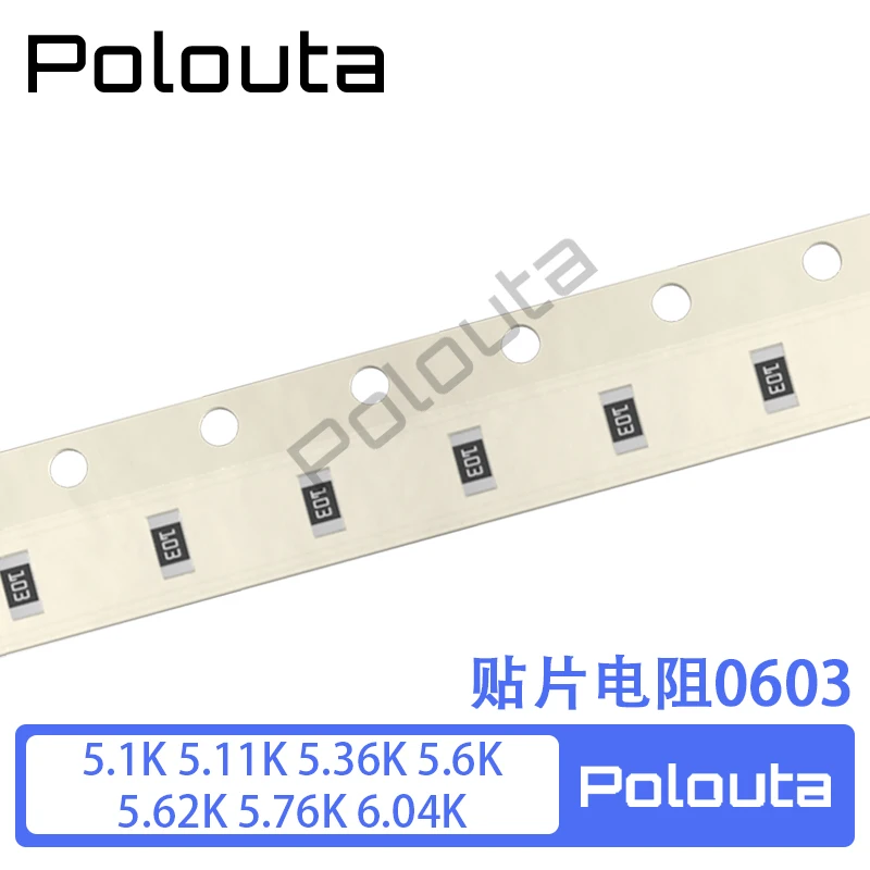 

10 Pcs Polouta SMD Resistor 0603 5.1K 5.11K 5.36K 5.6K 5.62K 5.76K 6.04K Integrated Circuit Arduino Nano Electronic Free Ship