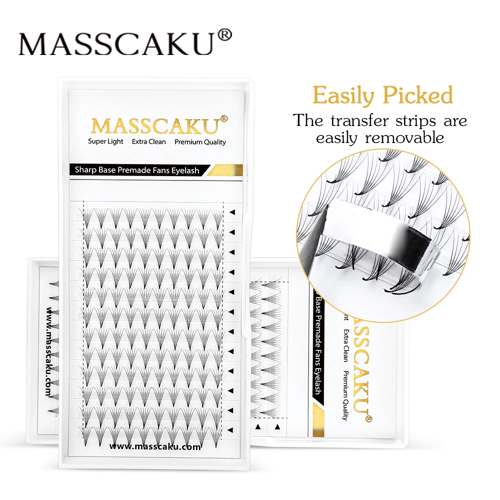 

MASSCAKU 12 lines Premade Volume Fans 3D/4D/5D/6D/7D/8D/9D/10D/20D Eyelashes Short Stem Lash Pro made Mink Eyelash Extensions