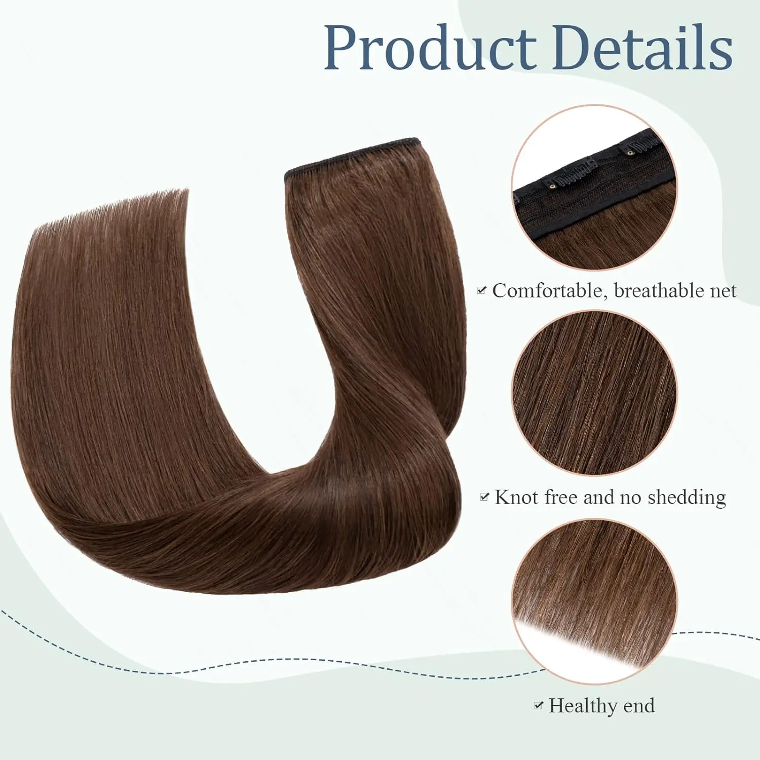 Прямые цельные накладные волосы на заколке настоящие человеческие 3/4