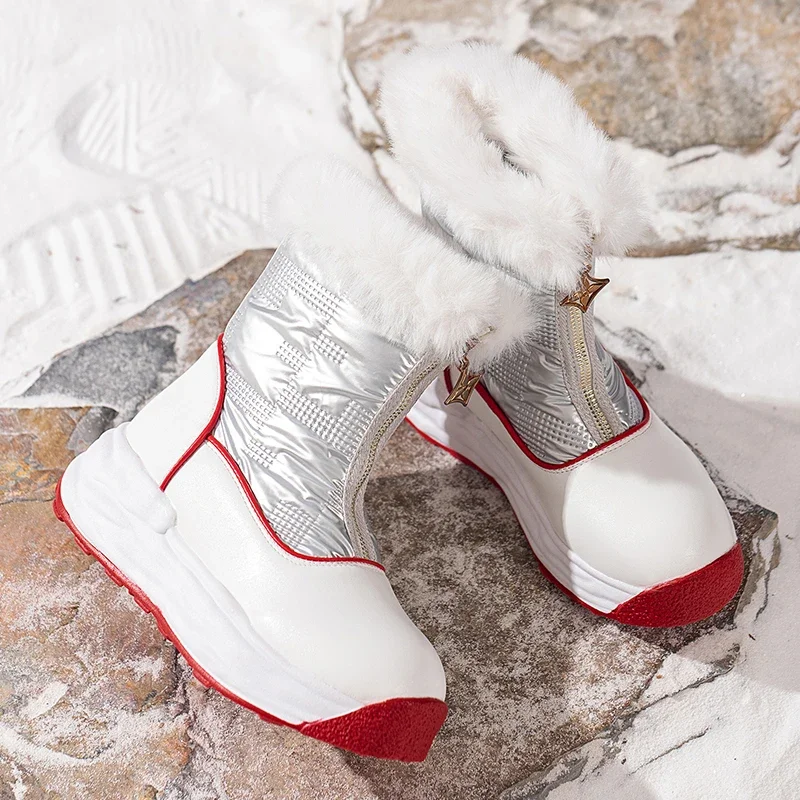 

Женские меховые теплые ботильоны для снежной погоды, обувь на платформе на плоской подошве, зимние трендовые новые плюшевые хлопковые ботинки челси, повседневные женские ботинки на молнии, 2024