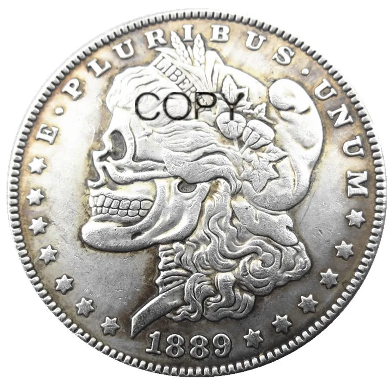 США Хобо 1889cc Морган доллар Череп Зомби Скелет посеребренные копии монет