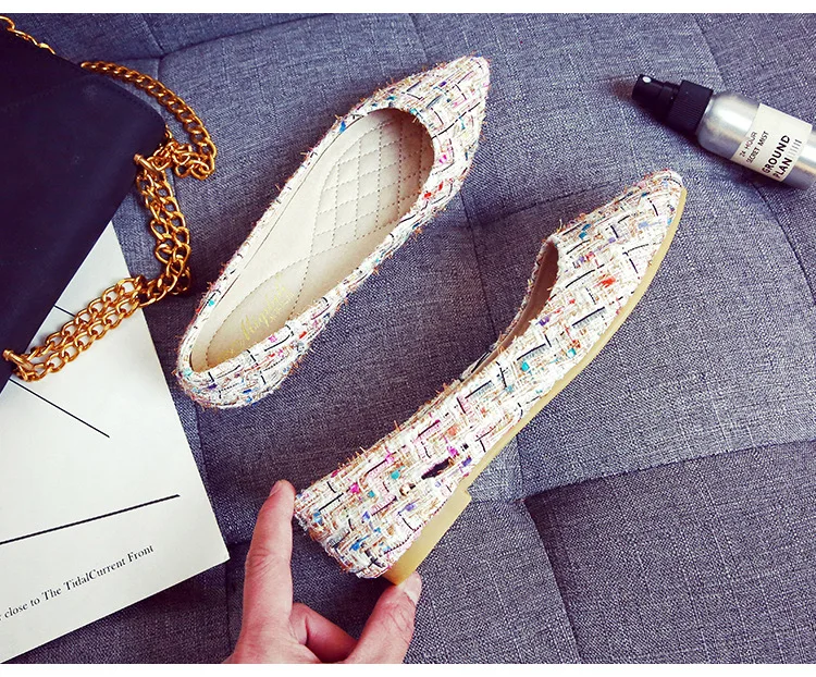 Брендовые дизайнерские твидовые туфли на плоской подошве Элегантные женские