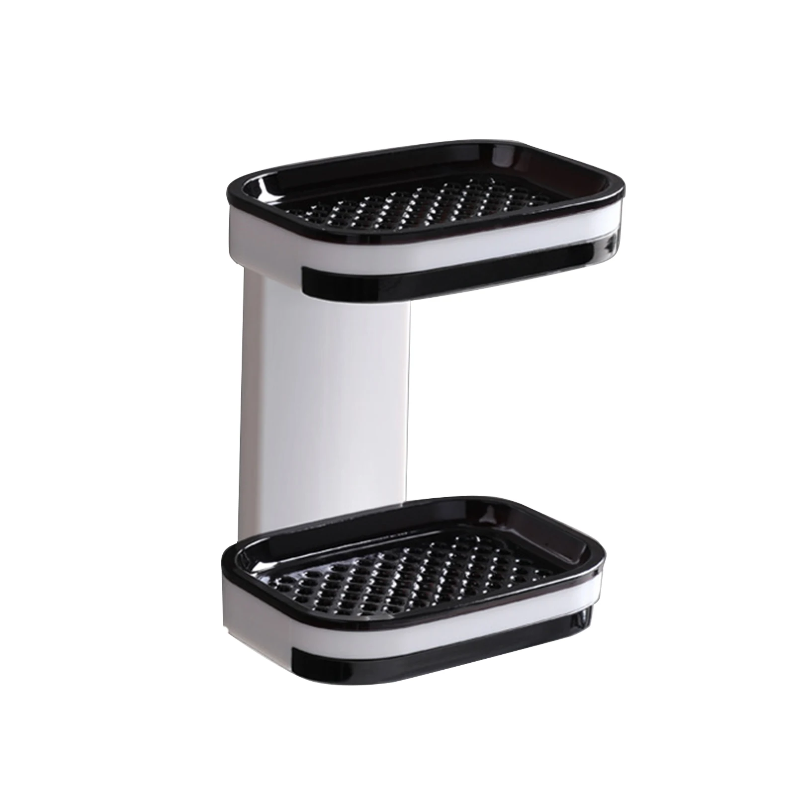 

Home Soap Dish Universal Bathroom ABS Heavy Duty Drawer Design Drain Adhesive Durable Easy Install Wall Mounted Double Layer