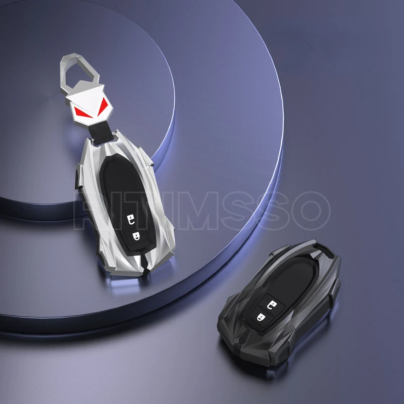 Alloy+Silicone Rubber Car Key Cover Case for Suzuki New Swift 2017 2019 2020 Wagon R Monopoly 2Button Remote Keyless Holder