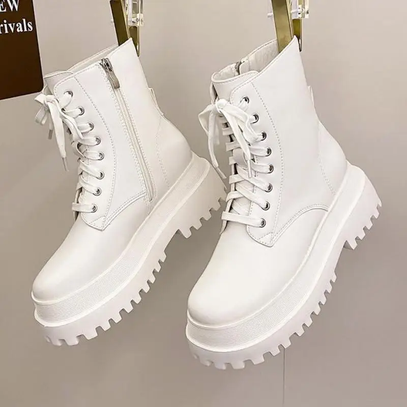 

Женские ботильоны на меху, зимние кожаные ботинки с круглым носком, 2023