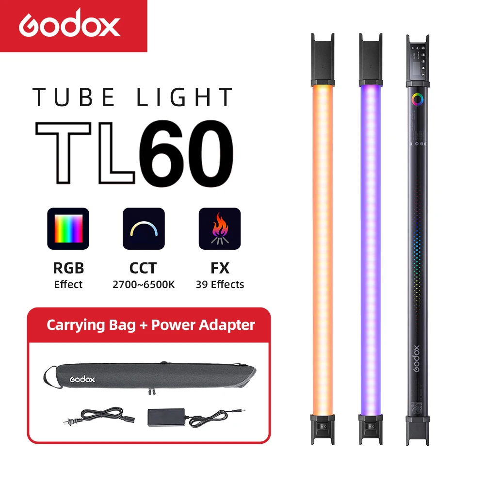 

Godox TL60 Pavo Tube Light RGB Color Photography Light Handheld Light Stick with APP Remote Control for Photos Video Movie Vlog