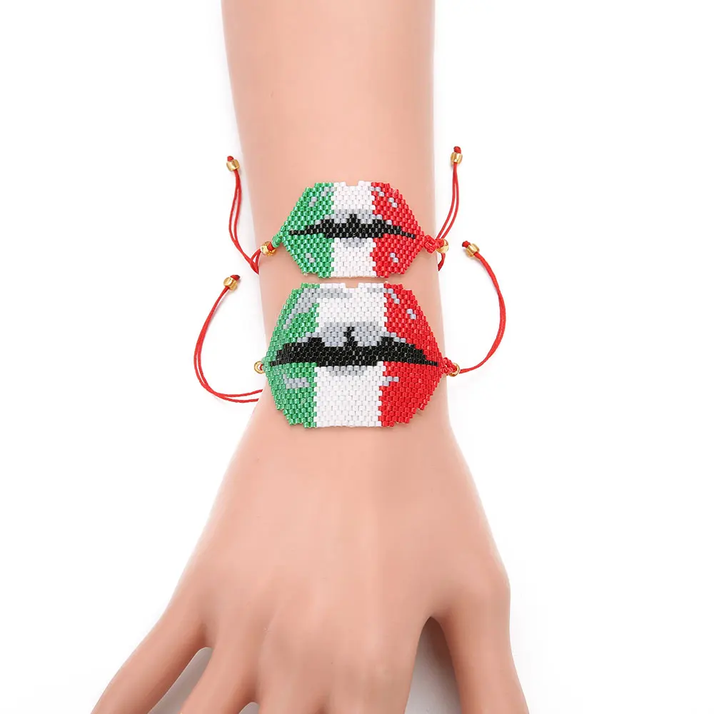 

Женский браслет ручной работы в стиле бохо, регулируемый браслет с бусинами в виде губ