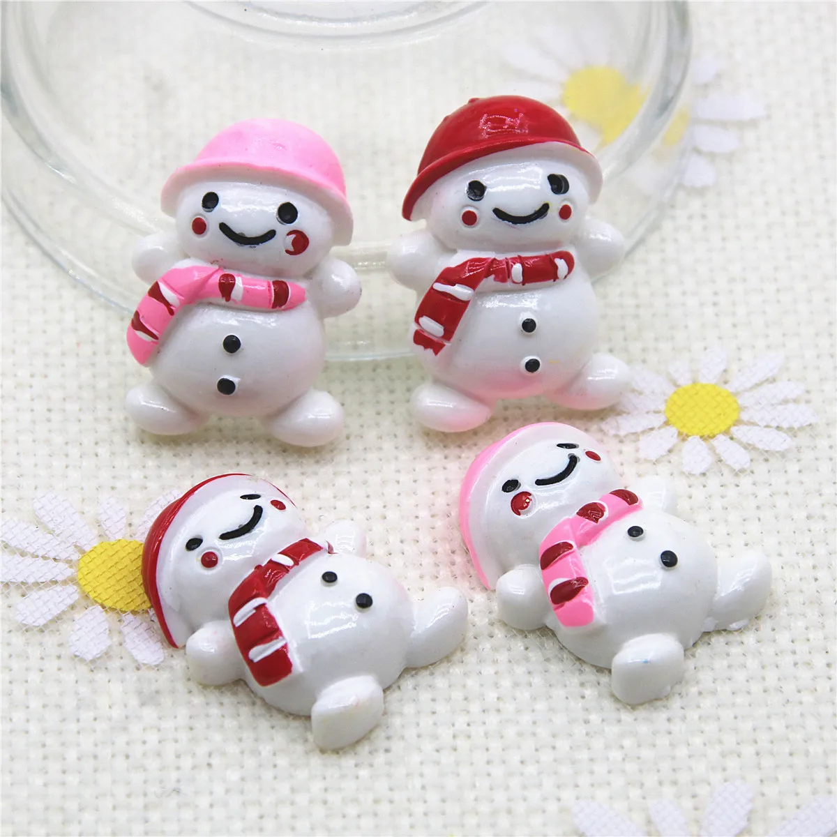 

10pcs Christmas Snowman Resin Flat back Cabochon For Art Supply Decoration Charm Craft Hair Bow Center