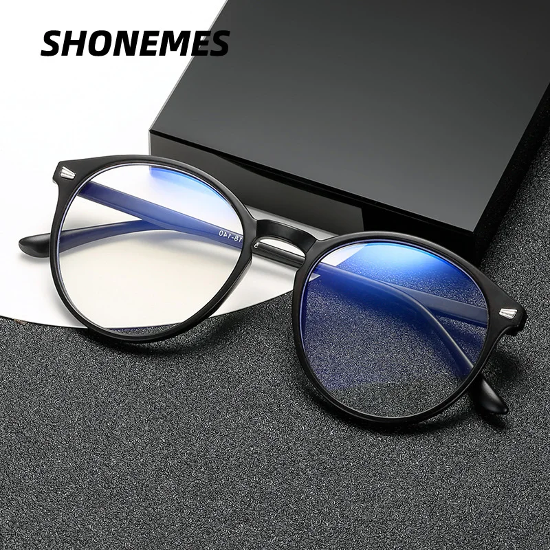 Фото SHONEMES круглые очки для близорукости для мужчин и женщин, очки для близорукости, фиолетовые, черные, большие очки для близорукости, диоптрии -0,50 1, 2, 3, 4, 5 6 №5