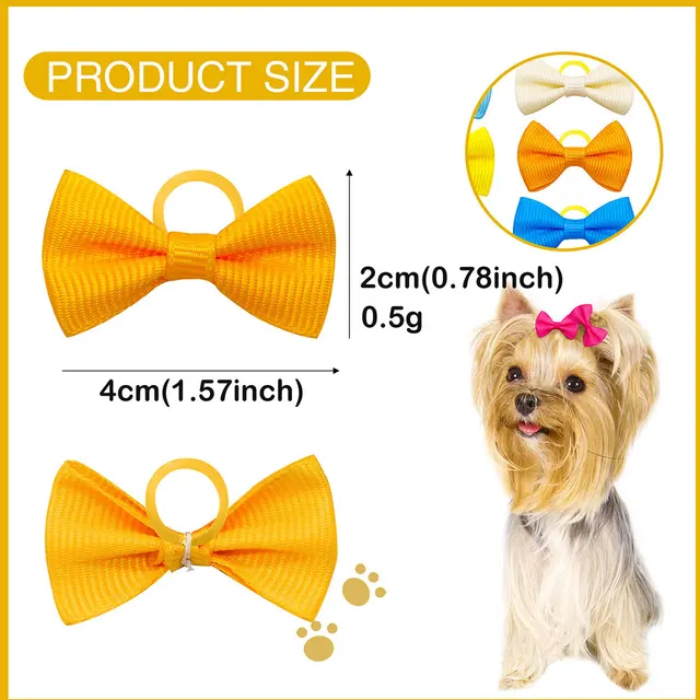 Colorful Dog Bowknot Pet Hair Bows Decorate Solid Color Bows with Rubber Band for Small Dogs Puppy Pet Headwear Dog Accessories 3