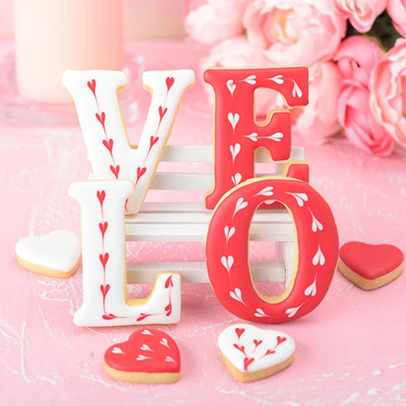 Valentine's Day Uppercase Letter Cookie Embosser Mold 26pcs A To Z Letter Cutter Christmas Birthday Wedding Cake Decorating Tool