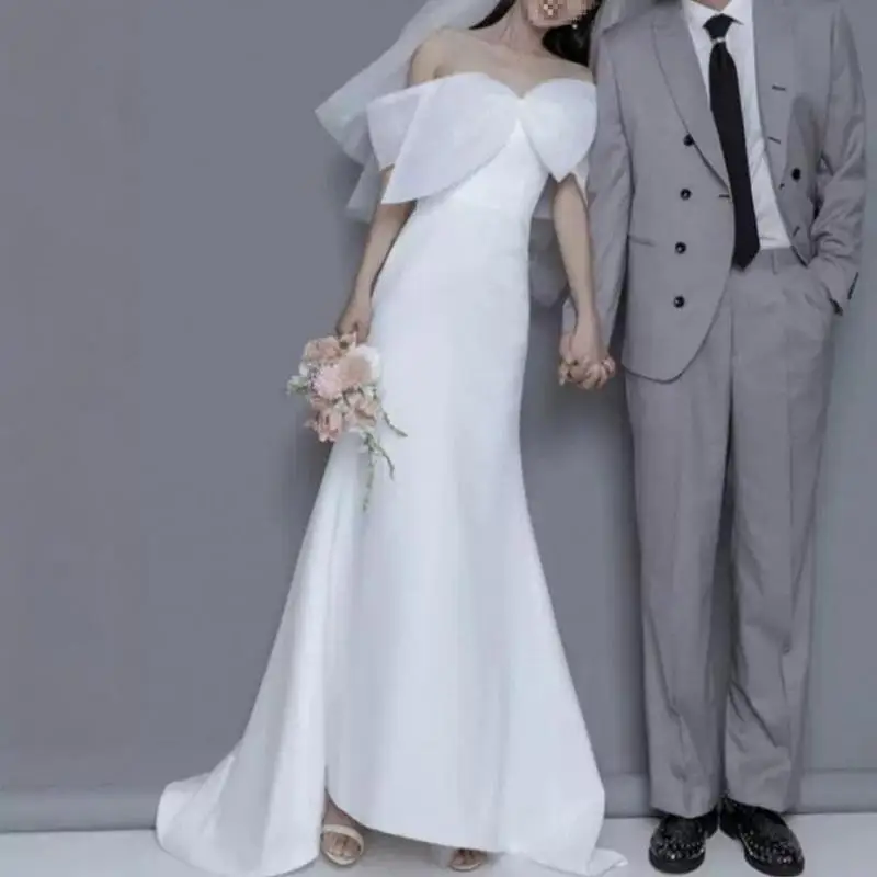 Свадебные платья с милым бантом и вырезом лодочкой элегантное платье русалки