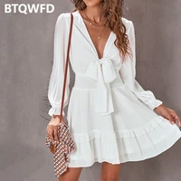beach dresses for women 2022 new party white black autumn short skirt long sleeve clothing female high waist solid color outfits