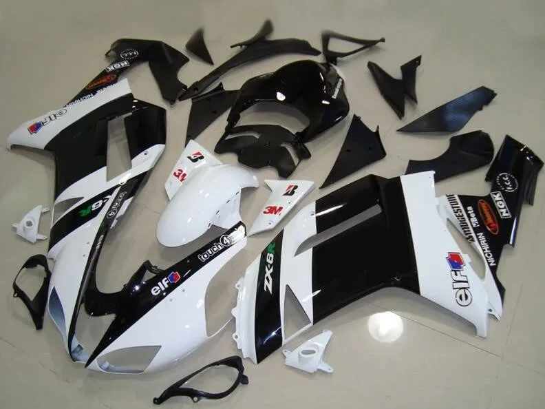 

JP новый комплект обтекателей для мотоцикла ABS Подходит для Kawasaki Ninja ZX-6R ZX6R 636 2007 2008 07 08 кузов белый черный