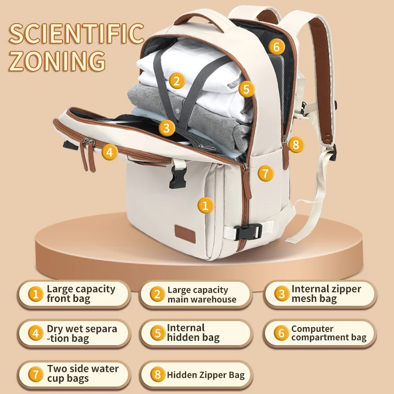 Дорожный рюкзак 40x20x30 водонепроницаемый расширяемый ноутбук Weekender с USB-портом