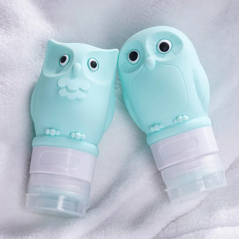 

60ml Owl Shaped Liquid Refillable Bottle Leak Proof Silicone Travel Containers For Shampoo Conditioner Lotion Squeeze Bottle